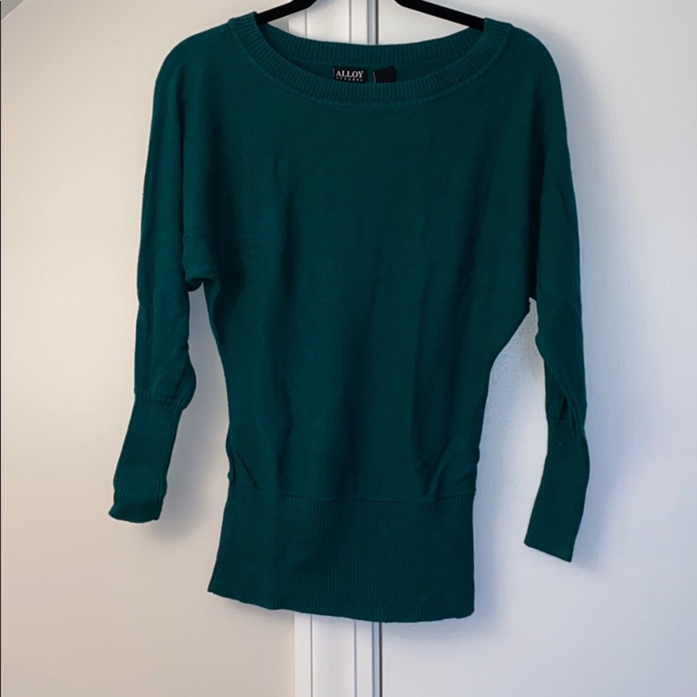 Alloy Apparel Green Boatneck Sweater
